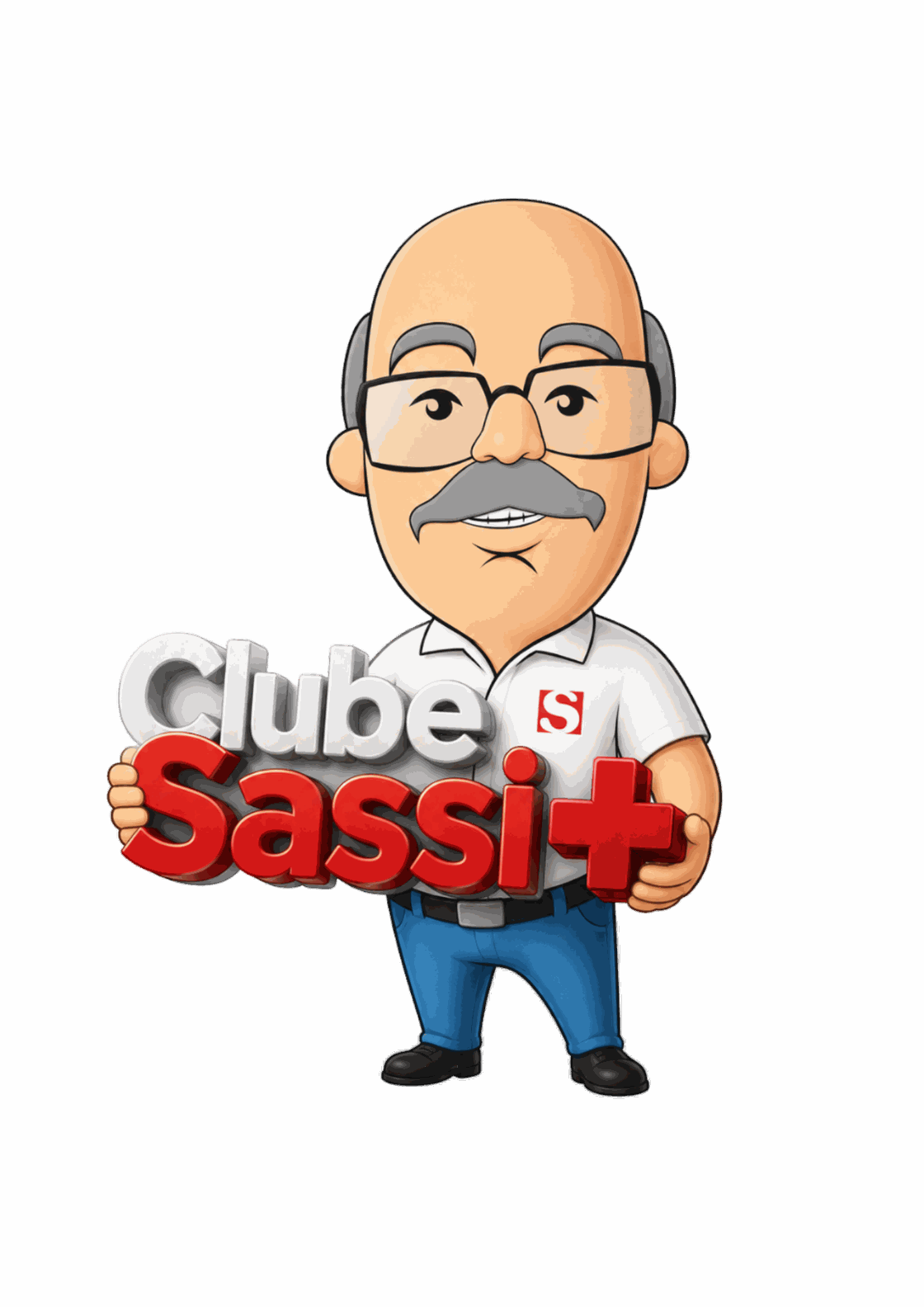 Mascote Sassi apresentando o Clube Sassi+